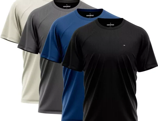 R$59,99 – Kit 4 Camiseta Dry-fit Sandrini Masculina Academia Caminhada